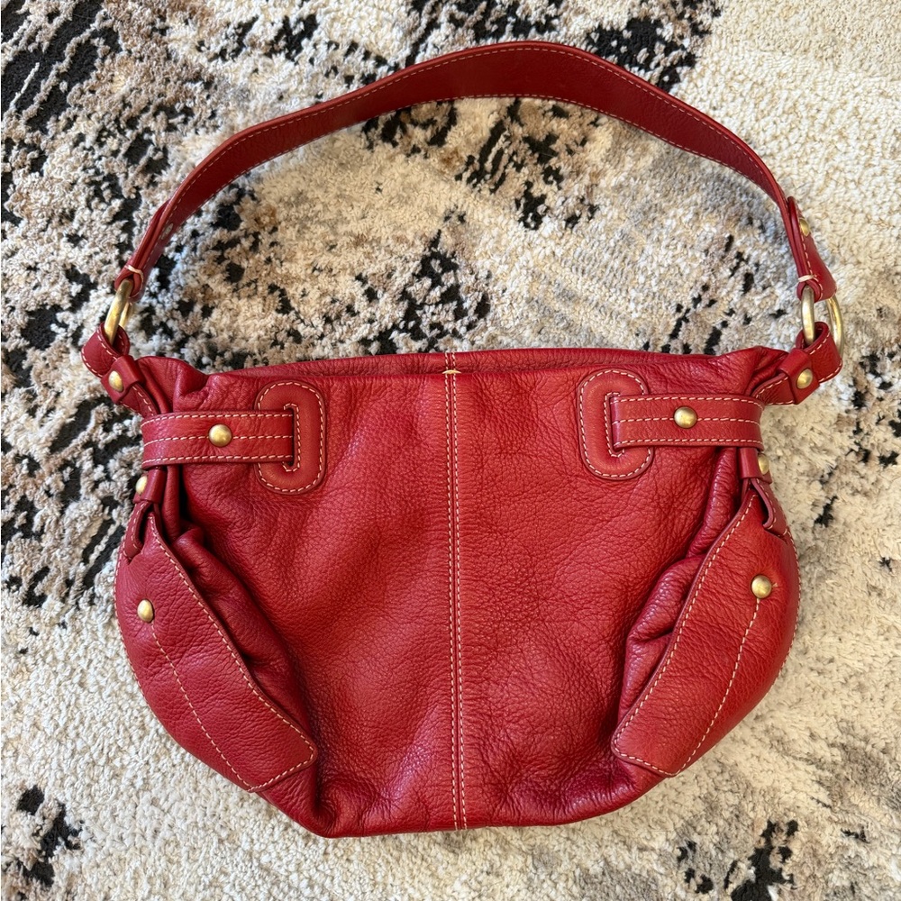 Red Leather Shoulder Bag - Women